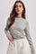 Heather Grey Striped Rolled Neck Top