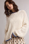 Cream Contrast Trim Pointelle Sweater