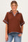 Brown Embroidered Detail Collared Boxy Maternity Top