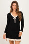 Black Ribbed Knit Contrast Ruffle Trim Maternity Mini Dress