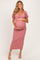 Mauve Knit Twisted Bust Short Sleeve Maternity Midi Dress