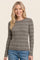 Olive Ribbed Basic Striped Fitted Sweater