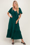 Hunter Green Flutter Sleeve Ruffle Hem Maxi Dress