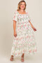 Ivory Floral Mesh Smocked Maternity Plus Midi Dress