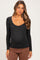 Charcoal Ribbed Scoop Neck Long Sleeve Maternity Top