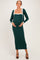 Hunter Green/ Cream Color Block Sleeveless Fitted Dress Maternity Cardigan Set
