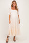 Beige Floral Lace Square Neck Maternity Maxi Dress