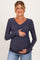 Navy Long Sleeve V-Neck Maternity Top