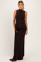 Brown Sleeveless Side Draped Maternity Maxi Dress