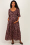 Dark Mocha Floral Smocked Waist Maternity Maxi Dress