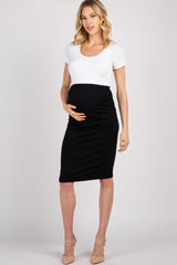 PinkBlush Black Fitted Maternity Pencil Skirt
