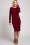 Burgundy Knit Long Sleeve Sweater Dress