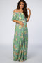 Sage Floral Off Shoulder Maternity Maxi Dress