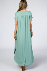 Light Olive Side Slit Maxi Dress