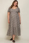 Black Floral Puff Sleeve Maternity Plus Maxi Dress