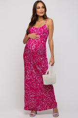 Magenta Floral Maternity Maxi Dress