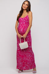 Magenta Floral Maternity Maxi Dress