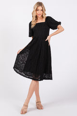 Black Lace Square Neck Dress