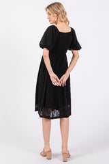 Black Lace Square Neck Dress