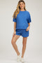 Blue Ribbed Short Sleeve Maternity Short Set