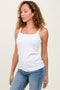 Ivory Ribbed Sleeveless Tank Top