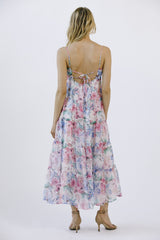 Multicolor Floral Chiffon Ruffle Tiered Maxi Dress