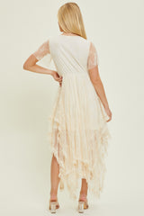 Cream Embellished Lace Hem Dress