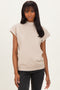 Beige Mock Neck Knit Top
