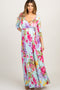 PinkBlush Mint Floral Sash Tie Maternity/Nursing Dress