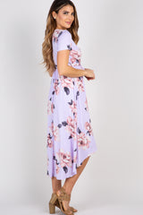 PinkBlush Lavender Floral Hi-Low Wrap Dress