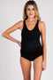 PinkBlush Black Ribbed Front Knot One-Piece Maternity Swimsuit