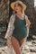 PinkBlush Green Scoop Front Low Back Ruched One-Piece Maternity Swimsuit