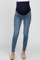 Blue Basic Maternity Skinny Jeans