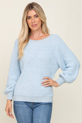 Light Blue Popcorn Knit Raglan Sweater