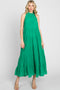 Green Tiered High Neck Maxi Dress