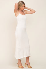 White Open Knit Crochet Midi Dress