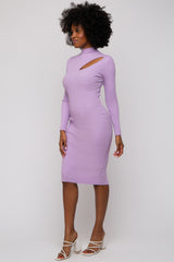 Lavender Cutout Fitted Knit Dress