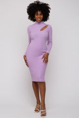 Lavender Cutout Fitted Knit Dress