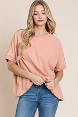 Apricot Washed Oversize Crop Tee