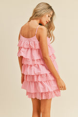 Pink Tiered Layer Mini Dress