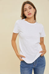 Ivory Slub Knit Cropped T-Shirt
