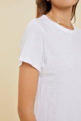 Ivory Slub Knit Cropped T-Shirt