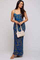 Royal Blue Floral Maternity Maxi Dress
