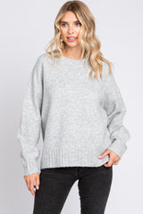 Silver Ribbed Cuff Sweater