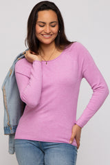 Mauve Basic Raglan Sleeve Sweater Top