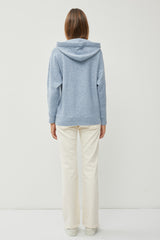 Blue Drawstring Hooded Sweater