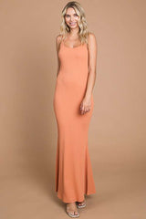 Peach Ribbed Maxi Dress