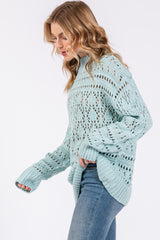 Light Blue Open Knit Sweater
