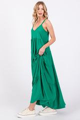 Emerald Green Tiered Sleeveless Maxi Dress