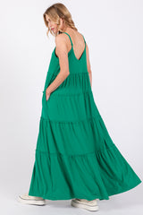 Emerald Green Tiered Sleeveless Maxi Dress